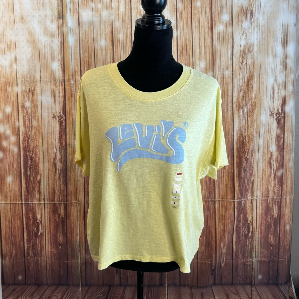 Levi’s Women’s Round Neck Short Sleeve Logo Yellow T-Shirt Size Large